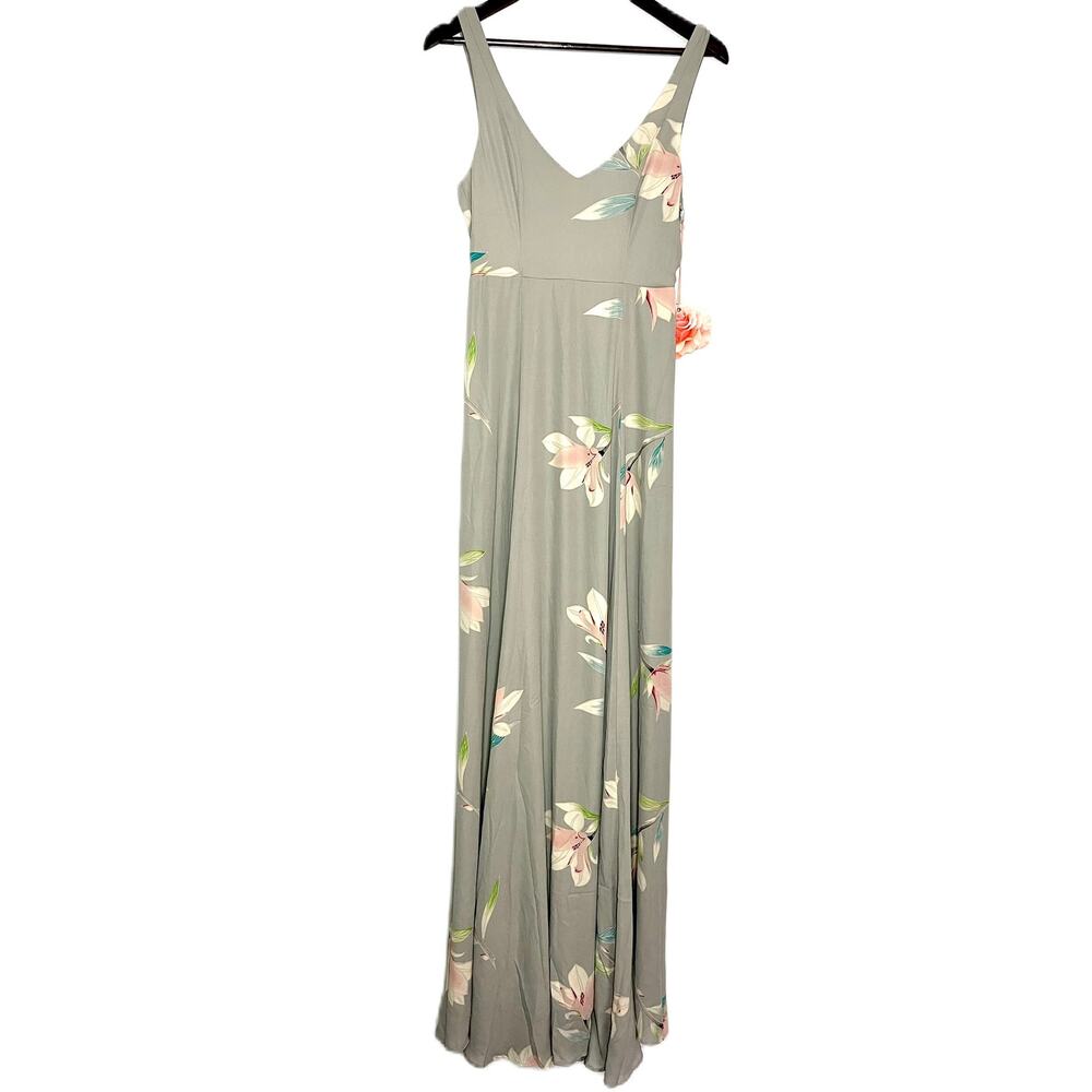 Show Me Your Mumu Jenn Maxi Dress Dove Grey Chiffon Size Small - Picture 4 of 9
